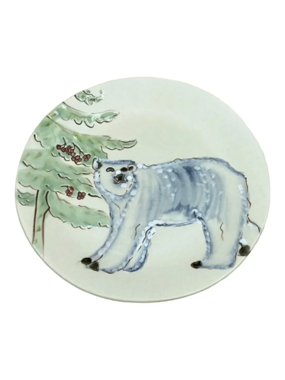 Pottery Barn Embossed 8 1/4” Plate Polar Bear 3D Glazed Design READ